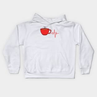 Coffee and Heart Beat Caffeine Addict Kids Hoodie